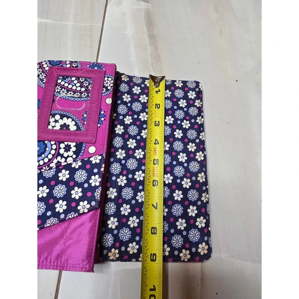 Vera Bradley Quilted‎ Cotton Wallet Purple Blue Paisley Floral ID Window Clutch